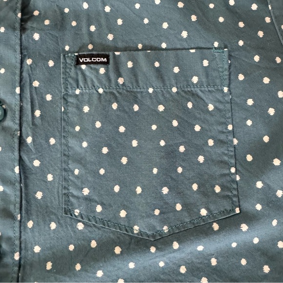 Volcom Men’s Short Sleeve Button Down Shirt Medium Teal - Picture 5 of 6